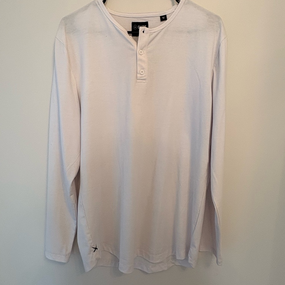 Cuts - Men's White Long Sleeve Henley Shirt